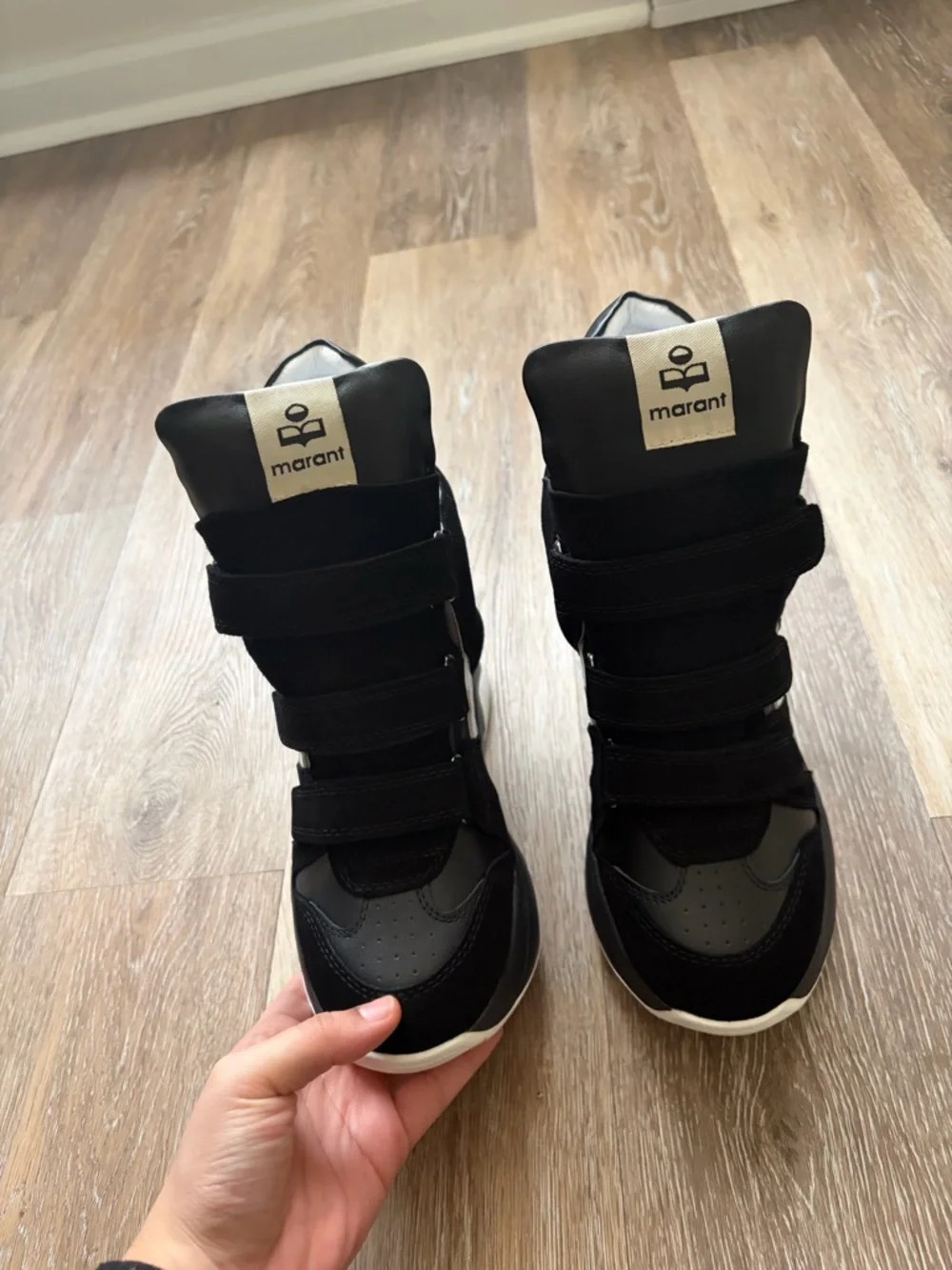 Isabel Marant Black and White Platform Wedge Sneakers - Picture 4 of 7